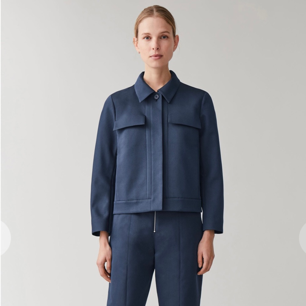 COS Navy Blue Cropped Jacket in size 8